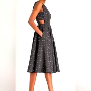 Ted Baker London Black Polka Dot Midi Dress
